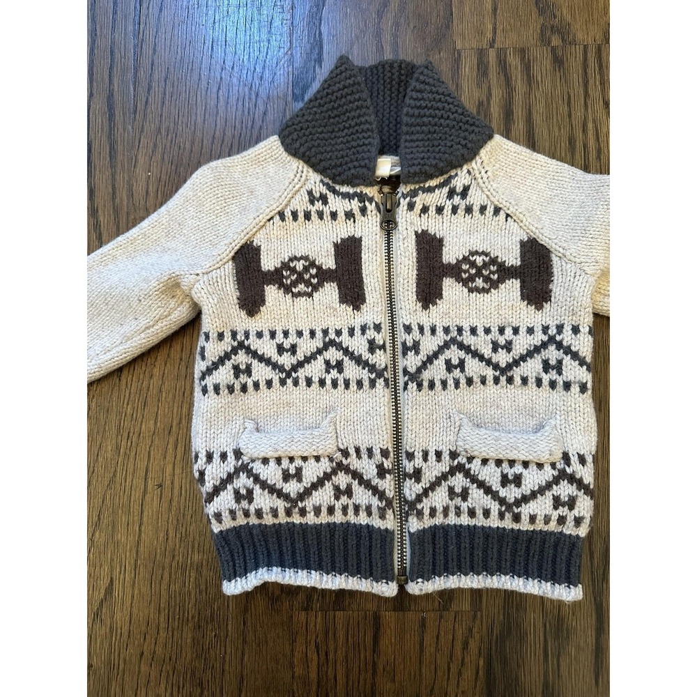 Gap Star Wars Sweater Toddler 12-18 Months Zip Cardigan‎ Vader TIE Fighter - Picture 4 of 5